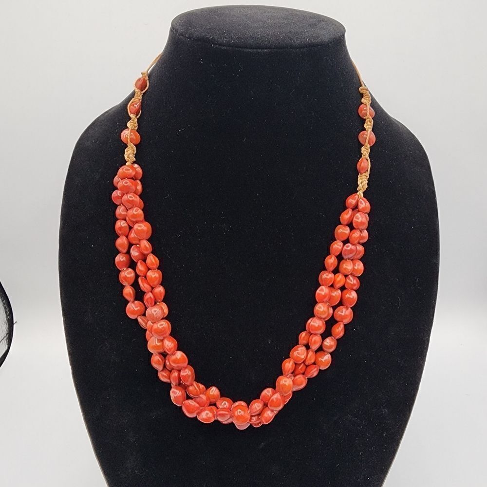 Handmade orange beaded necklace